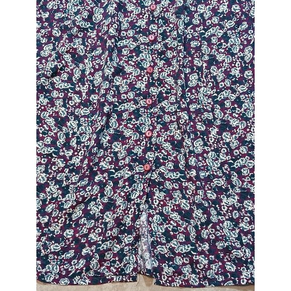 Vintage Sag Harbor Floral Maxi Skirt Burgundy Green Button Western Indie Medium - Picture 6 of 7